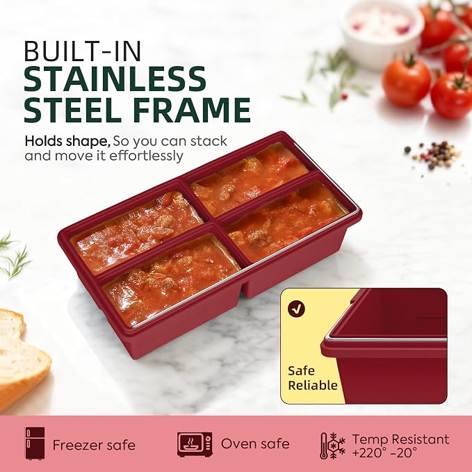 Silicone Freezer Trays with Lids -1 cup soup freezer container large ice cube - Image 5