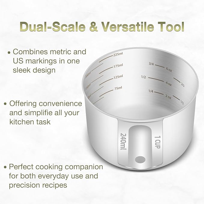 1PCS 1Cup Single Measuring Cup, Etched Inner Scale Stainless Steel Measure Scoop - Image 4