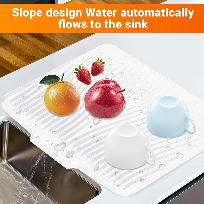 Silicone Dish Drying Mat for Kitchen Counter, Dish Drying Pad, Non-Slip Drain - Image 3