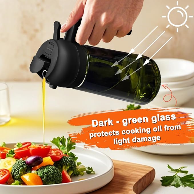 mqnxoi Oil Sprayer for Cooking, 2 in 1 Olive Oil Dispenser Bottle for Kitchen - Image 3