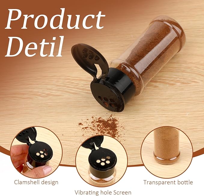 TIESOME 6 Pcs Plastic Spice Jars - Image 3