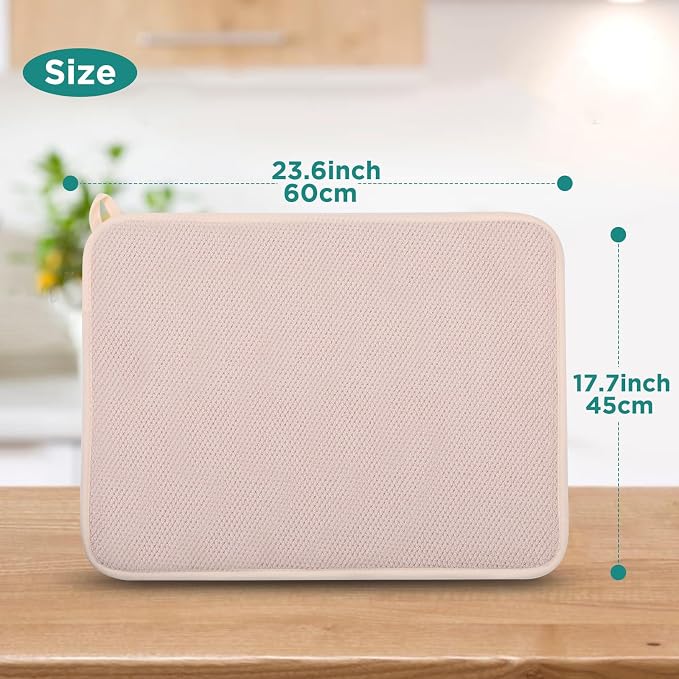 GeeRic Microfiber Dish Drying Mat Happy New Year, Super Absorbent Kitchen Dish - Image 2