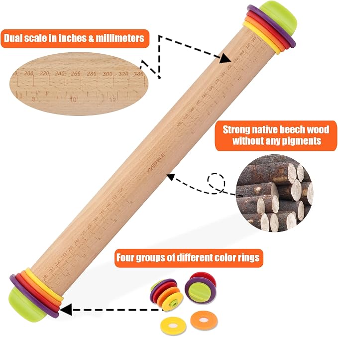 Rolling Pin with Thickness Rings - Image 6