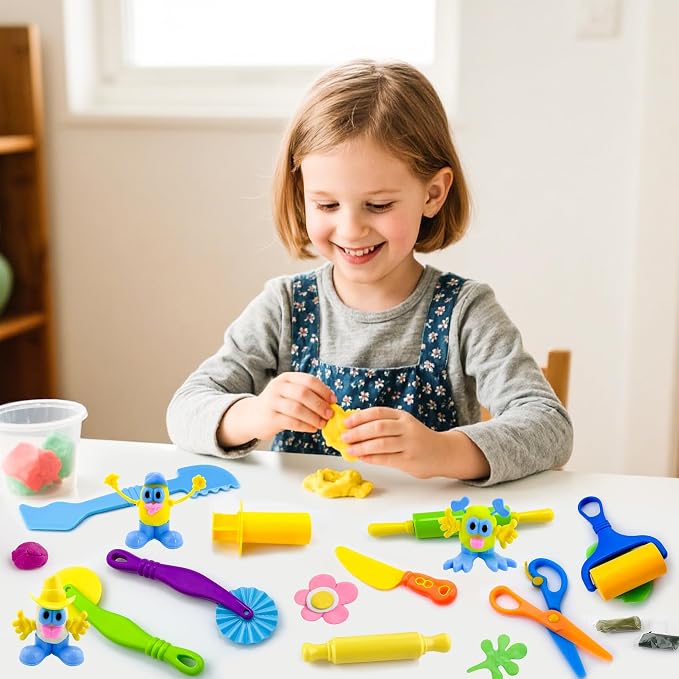 Dough Play Tools for Kids, Rolling Pins, Safety Scissors, Plastic Knife - Image 5