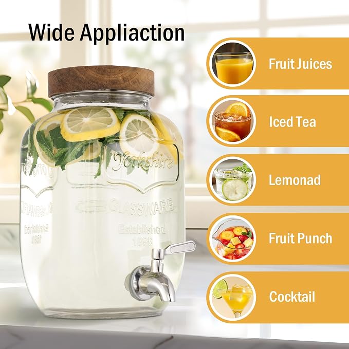 mustry Glass Drink Dispenser for Parties, 1 Gallon Beverage Dispenser - Image 4
