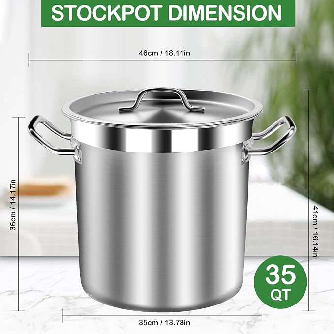 STOCKPOT 35 Quart Commercial Grade Large Stock Pot - Image 5