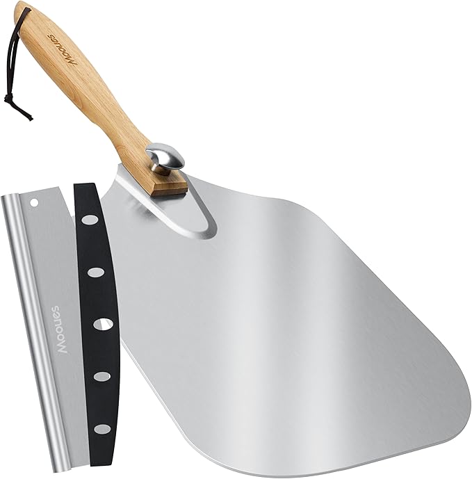 Pizza Peel Aluminum Pizza Spatula, 17 inch Metal Pizza Paddle by Mooues