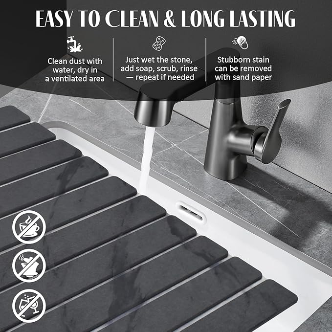 2 PCS Large Stone Dish Drying Mat - Image 6