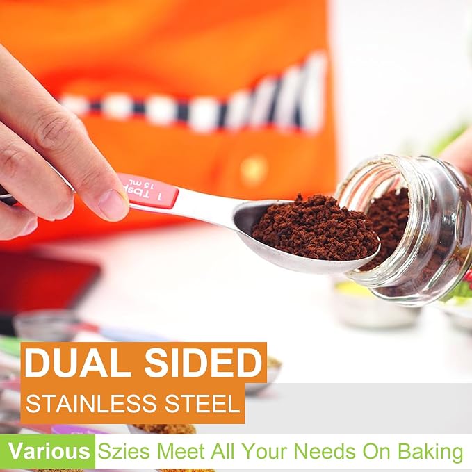 Wildone 14 Piece Stainless Steel measuring spoons Set, Including 8 Double Sided - Image 2