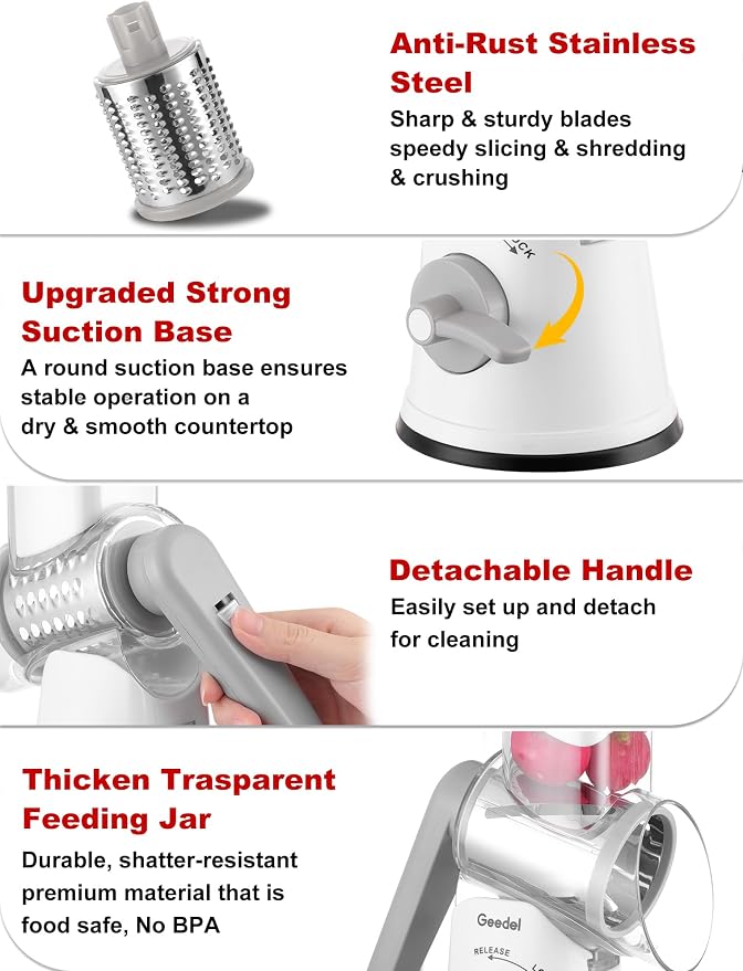 Geedel Rotary Cheese Grater Cheese Shredder - Image 6