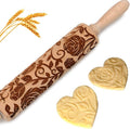 Floral Rose Embossed Rolling Pin by Unknown