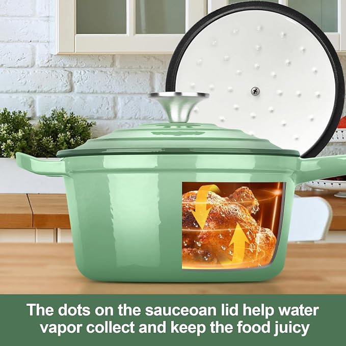 HaSteeL 1 QT Cast Iron Saucepan, Mini Enamel dutch oven - Image 5