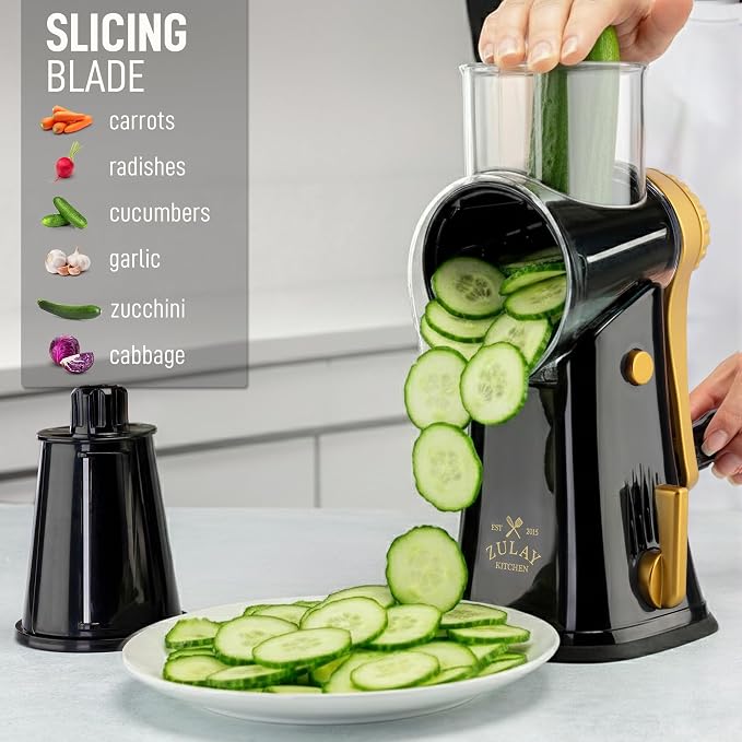 Zulay Kitchen Rotary Cheese Grater 5 Blade Cheese Shredder - Image 5