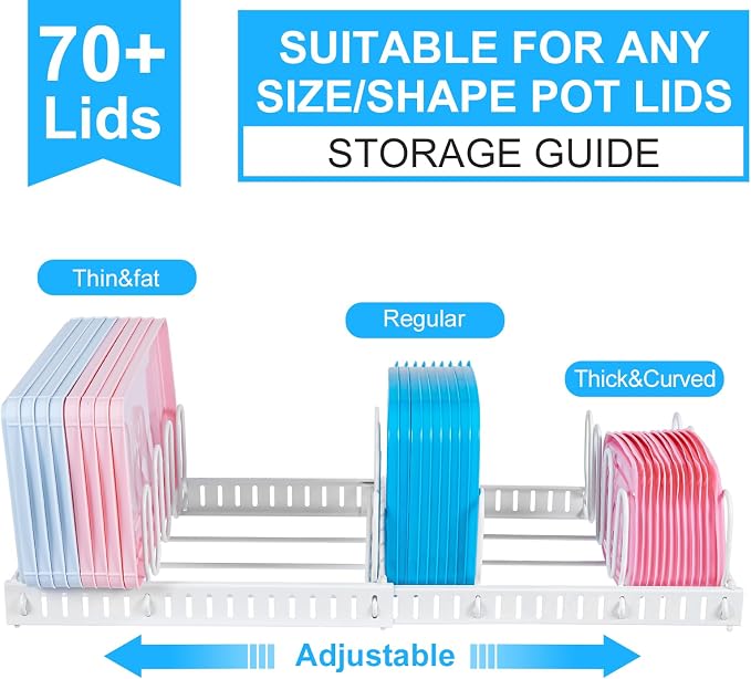 X-cosrack Expandable Food Container Lid Organizer, Large Capacity Adjustable 10 - Image 3