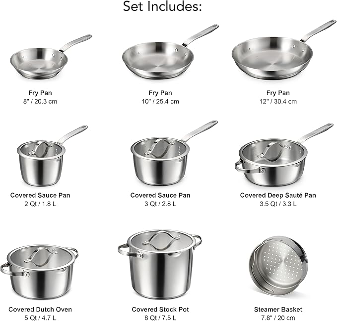Tramontina Tempo Tri-Ply Base Stainless Steel 14-Piece Cookware Set - Image 3