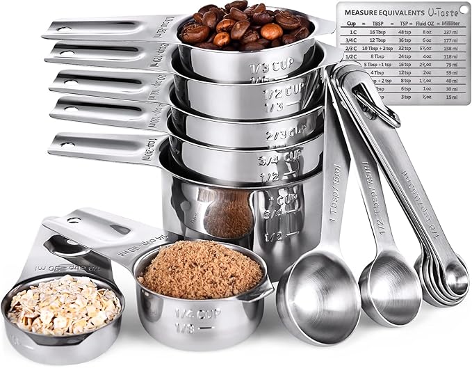U-Taste Measuring Cups and Spoons Set of 15 : 7 Measuring Cups and 7 Measuring by U-Taste