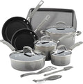 Rachael Ray Brights Nonstick Cookware Pots and Pans Set, 14 Piece, Sea Salt Gray by RachaelRayKitchenware