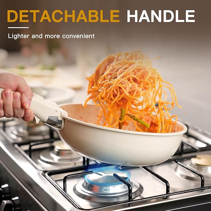 Astercook 21 Pcs Pots and Pans Set Non Stick, Ceramic Cookware Set Detachable - Image 3