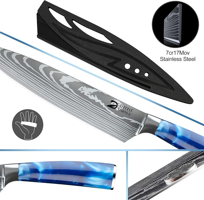 Dfito Chef Knife Sets with Roll Bag, 9 Pieces Professional Knife Set, High - Image 4
