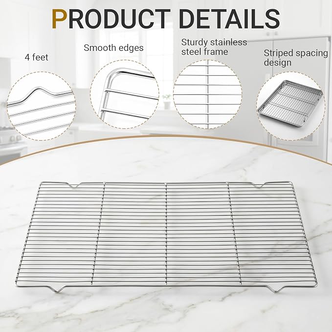 Lounsweer Cooling Racks, 24L x 16W x 1H Stainless Steel Wire Rack - Image 3