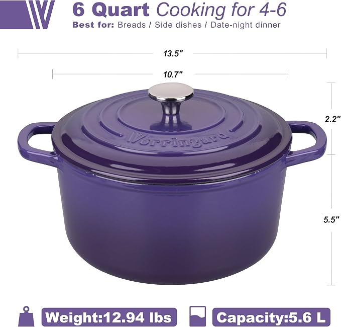 VORRINGARD Enameled Cast Iron Dutch Oven Pot - Image 2