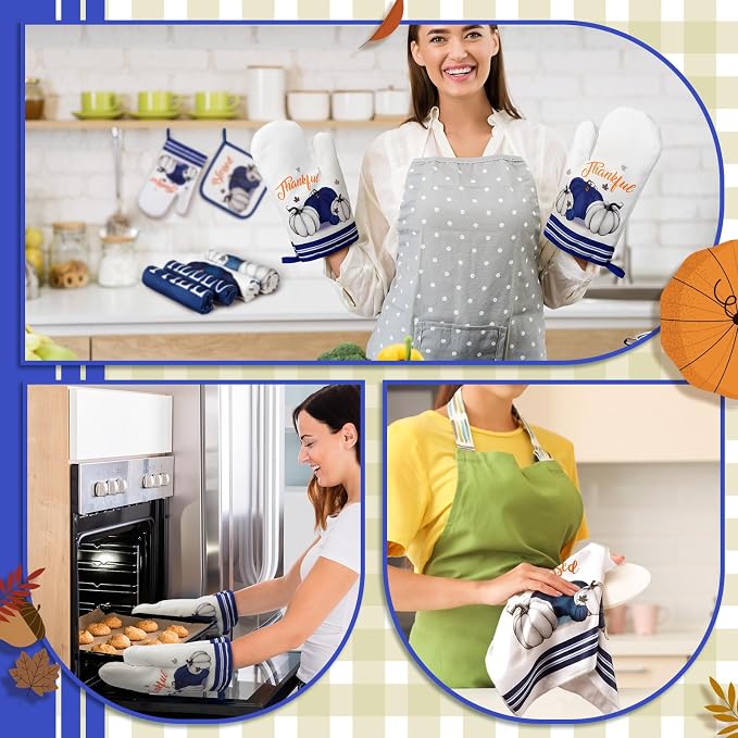 Fanfanwin 10 Pcs Thanksgiving Pumpkin Kitchen Decor Set Kitchen Towels Pot - Image 5
