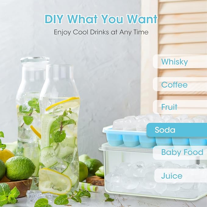 DOQAUS Ice Cube Tray with Lid and Bin - Image 2