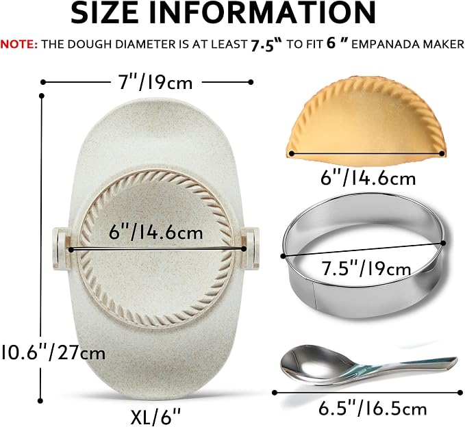 Empanada Maker Press, 6 Inch Extra Large Dumpling Maker Set - Image 2