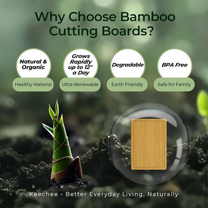 Keechee Kitchen Essentials Natural Bamboo Cutting Board XL - Image 6