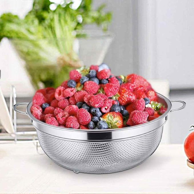 TeamFar Colander, 3qt Colander Strainer Stainless Steel, Solid Handle & - Image 6