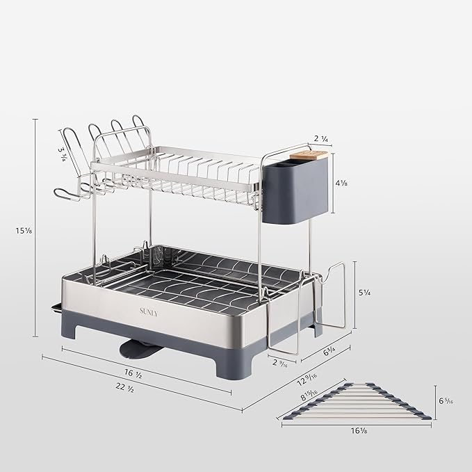 SUNLY Large Dish Drying Rack, 304 Stainless, Extra Large Drain Board - Image 6