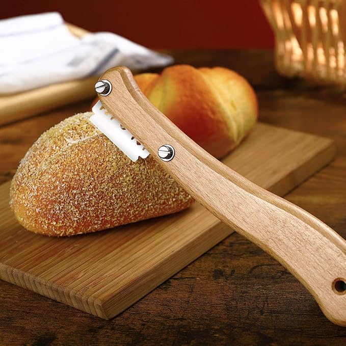 Healeved Bread Lame Dough Scoring Tool Van Wooden Handle 5 Blades, Creative - Image 3
