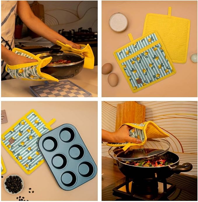 Folkulture Pot Holders for Kitchen | Pack of 2 Ribbed Soft Silicone Hot Pads - Image 7