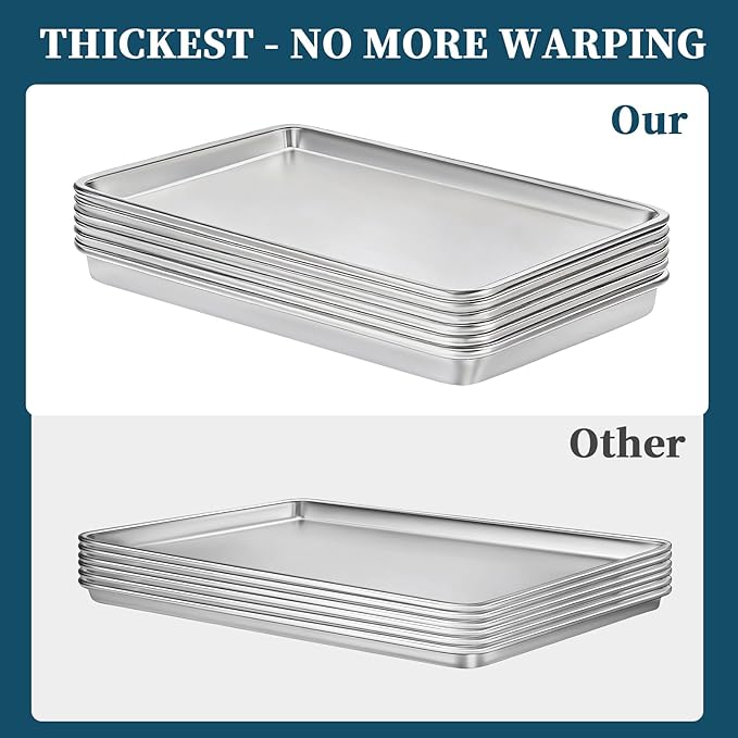 Full Size Commercial Quality Baking Sheet Pan, Bastwe Aluminum Cookie Tray Pan - Image 5