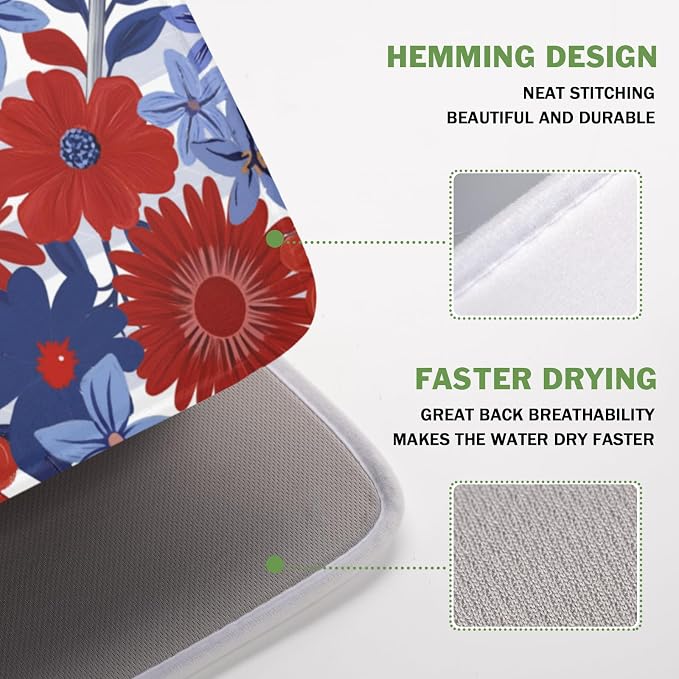 Patriotic Floral Dish Drying Mat - Image 4