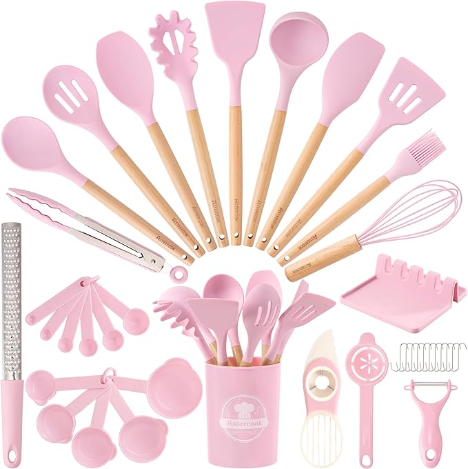 Astercook Kitchen Utensils set, 446°F Heat Resistant Food Grade Utensil Sets by Astercook