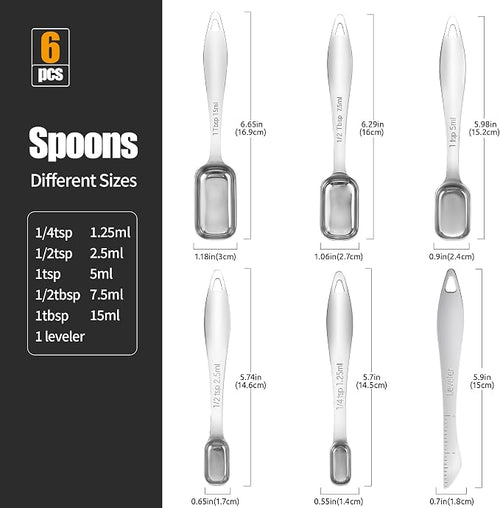 18/8 Stainless Steel Measuring Spoons: Doosu Heavy Duty Rectangular Spoon - Image 2