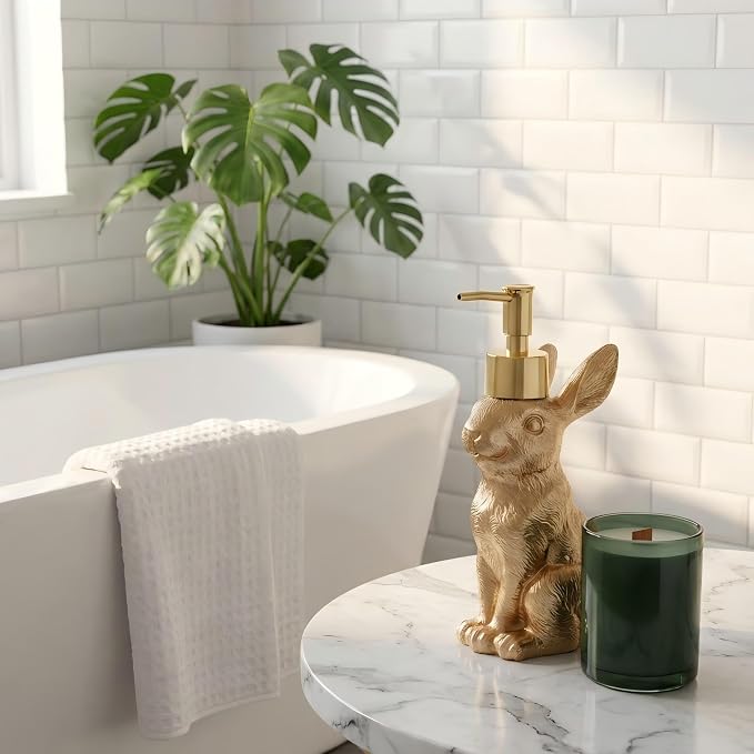 Gold Bunny Soap Dispenser – Vintage Rabbit Hand & Dish Soap Dispenser - Image 4