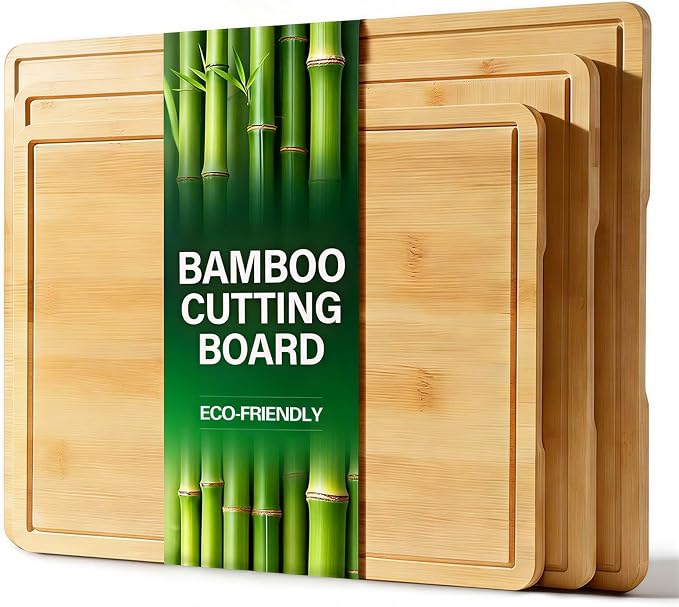 Zarler Bamboo Cutting Boards for Kitchen, 3 Piece Durable Wood Cutting Board by ZarlerOfficial