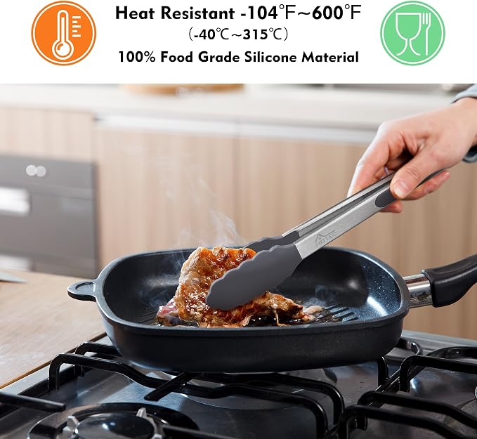 HOTEC Premium Stainless Steel Locking Kitchen Tongs - Image 2