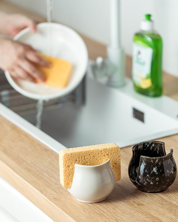 Zoeeker Kitchen Sponge Holder, Ceramic Dish Sponge Holder Kithen Sink Organizer - Image 7