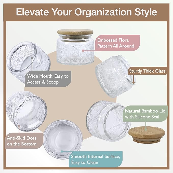 4 oz Mini Glass Jars with Airtight Bamboo Lids 12 pack, Decorative Small Food - Image 3