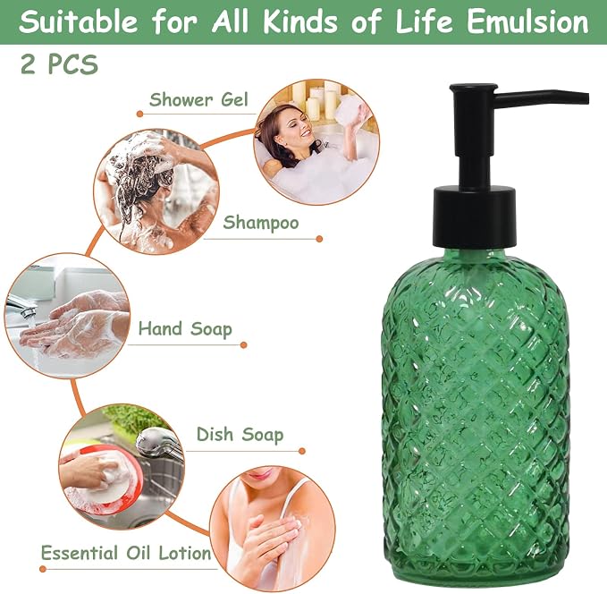 Green Glass Soap Dispenser - Image 4
