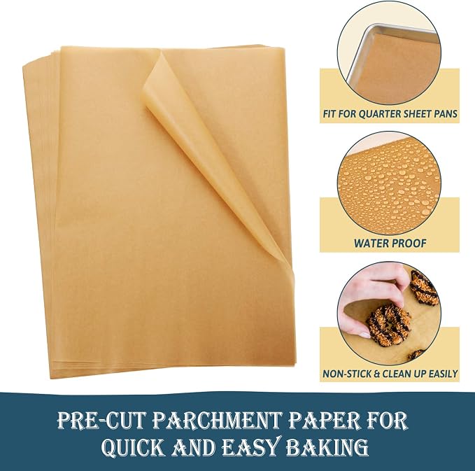 Hiware 200 PCS Parchment Paper Baking Sheets 9x13 IN, Precut Non-Stick - Image 2