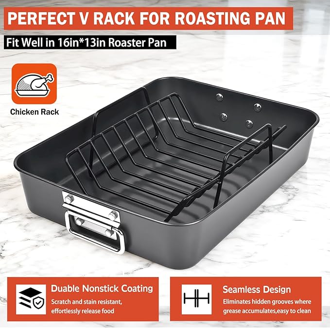 Roasting Rack for Turkey, Non-Stick Safe Coating Heavy-duty Turkey Rack for - Image 6
