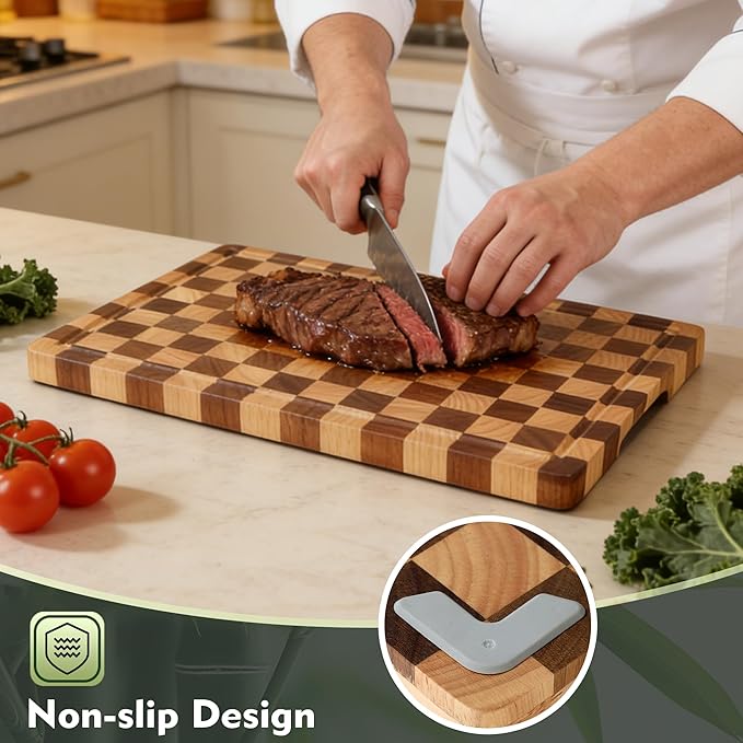3 Pack Checkered Wood Cutting Board Set Cutting Boards - Image 7