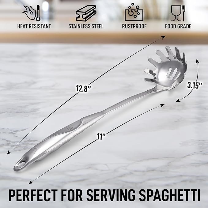 Zulay Kitchen Stainless Steel Spaghetti Spoon - Image 4