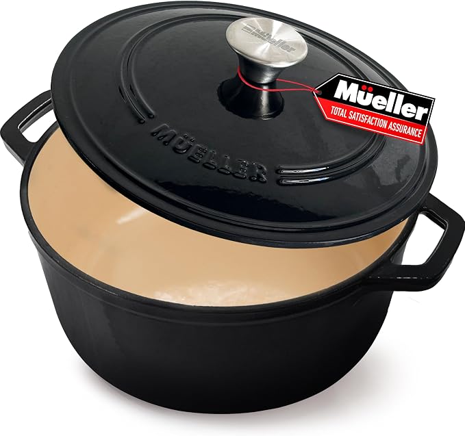 MUELLER HOME 7.5 QT Enameled Cast Iron Dutch Oven, Heavy-Duty, Oven-Safe up to by MUELLERHOME