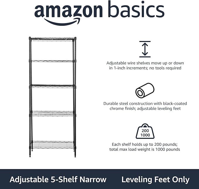 Amazon Basics 5-Shelf Multipurpose Adjustable Steel Garage Shelving Unit - Image 4