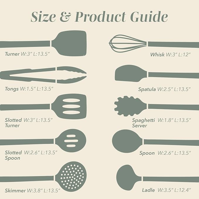 COOK WITH COLOR Silicone Cooking Utensils, Kitchen Utensil Set, Cooking Utensils - Image 6